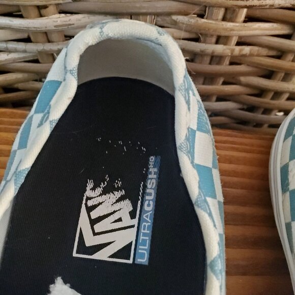 Vans Blue & White Checkerboard Canvas Lace-Up Sneakers Skateboard Mens Size 9.5 - Picture 9 of 15